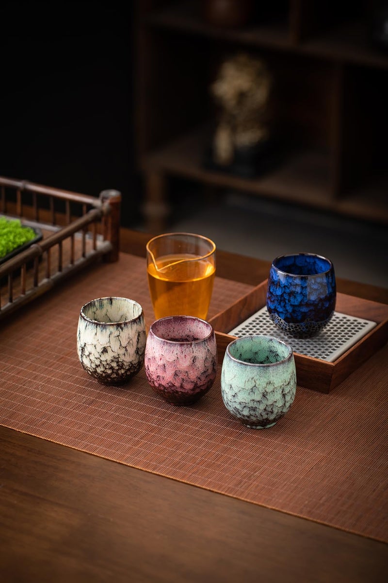Lxuwbd Jianzhan Ceramic Teacup, Kung Fu Tea Set, Coffee cupï¼ŒYerba Mate Set Ceramic Mate CupSet of 4 (4 colors) - Image 3